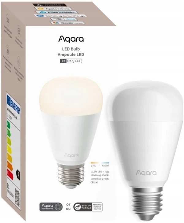 Aqara Smart Λάμπα Lbl02e LED 10.5W για Ντουί E27 και Σχήμα T2 Ρυθμιζόμενο Λευκό LB-L02E