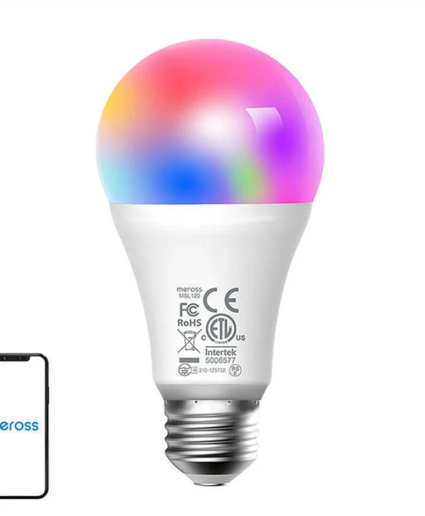 Meross Smart Λάμπα LED 9W για Ντουί E27 και Σχήμα A19 RGB 810lm Dimmable MSL120-EU