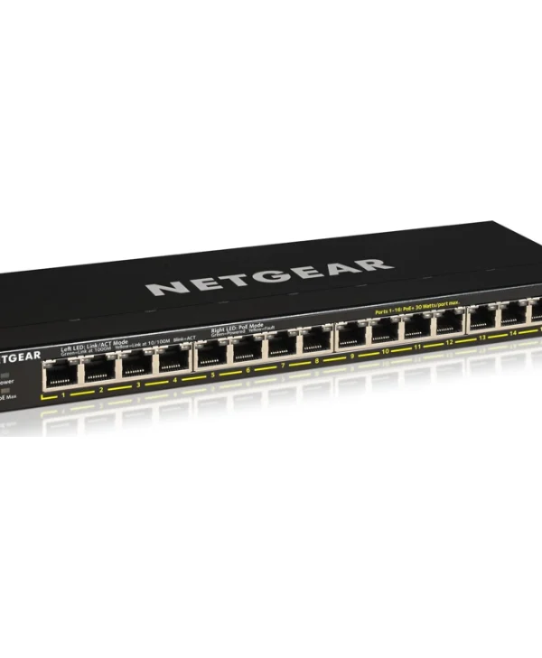 NetGear GS316P-100PES Unmanaged L2 Switch με 16 Θύρες Gigabit (1Gbps) Ethernet GS316P-100EUS