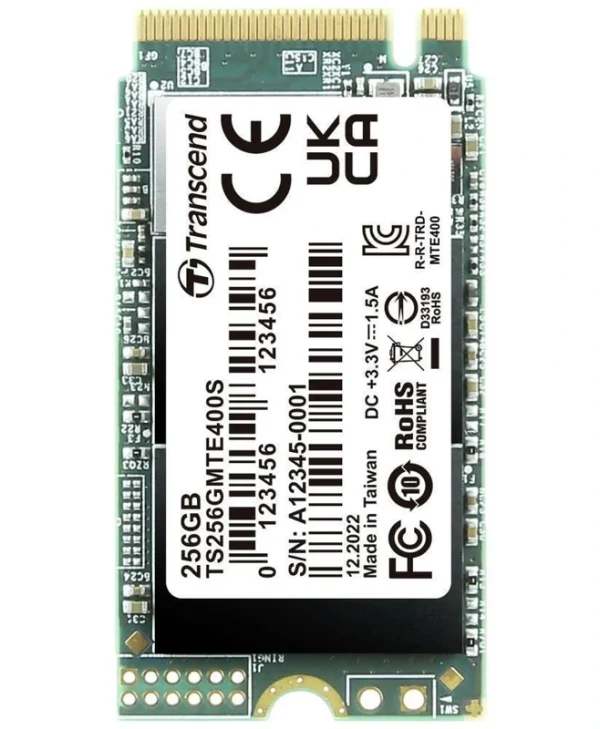 Transcend SSD 256GB τύπου M.2 με σύνδεση PCI Express 3.0 TS256GMTE400S