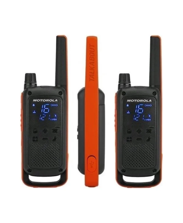 Motorola Talkabout T82 Ασύρματος Πομποδέκτης PMR 0.5W με Μονόχρωμη Οθόνη Σετ 2τμχ Σε Πορτοκαλί Χρώμα MOTO82