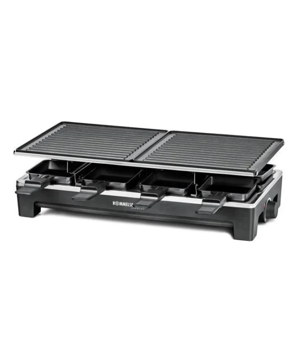 Rommelsbacher RCS 1350 Επιτραπέζια Ηλεκτρική Ψησταριά Raclette Λείας και Αυλακωτής Πλάκας 1350W με Ρυθμιζόμενο Θερμοστάτη 48.5x23.3εκ.