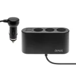 Savio SA-024 Φορτιστής Αυτοκινήτου με Θύρες: 2xUSB 3xΑναπτήρα μαζί με Καλώδιο Ενσωματωμένο Μαύρο Χρώμα - Image 3