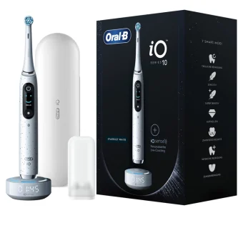 Oral-B iO Series 10 Ηλεκτρική Οδοντόβουρτσα με Χρονομετρητή, Αισθητήρα Πίεσης και Θήκη Ταξιδίου Stardust White 435457