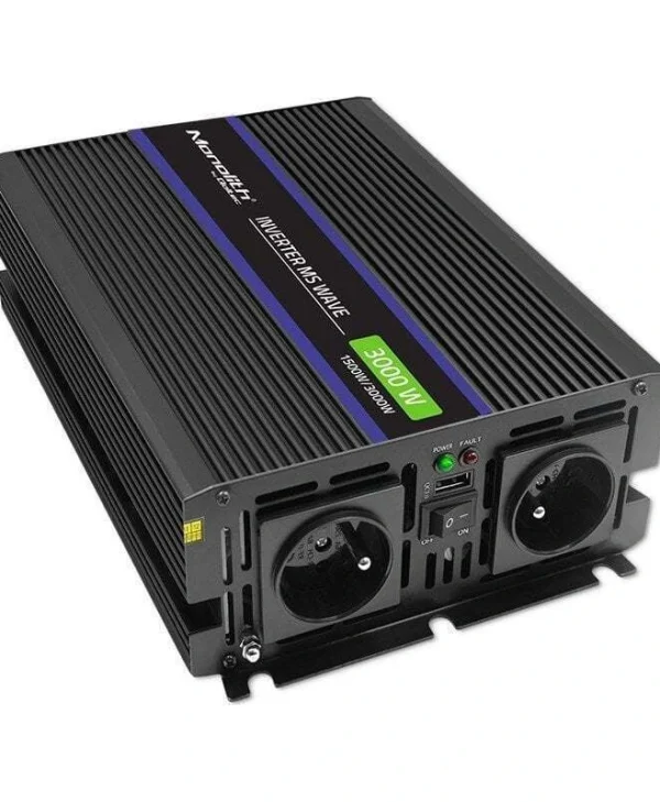 Qoltec Inverter Αυτοκινήτου Τροποποιημένου Ημιτόνου 3000W για Μετατροπή 12V DC σε 230V AC 51927