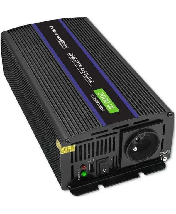 Qoltec Inverter Αυτοκινήτου Τροποποιημένου Ημιτόνου 2000W για Μετατροπή 12V DC σε 230V AC 51926