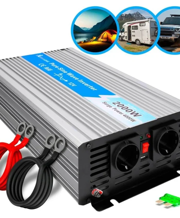 Extralink Inverter Αυτοκινήτου Καθαρού Ημιτόνου 2000W για Μετατροπή 12V DC σε 230V AC με 1xUSB EX.31193