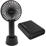 RealPower Ανεμιστηράκι Χειρός USB Επαναφορτιζόμενο 1200mAh Μαύρο 375356