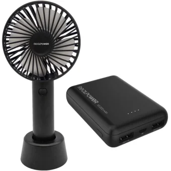RealPower Ανεμιστηράκι Χειρός USB Επαναφορτιζόμενο 1200mAh Μαύρο 375356