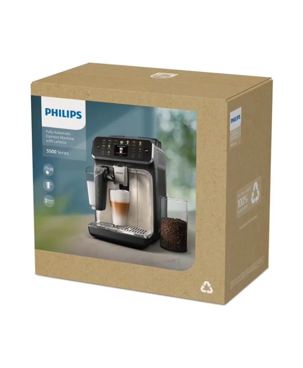 Philips Series 5500 Αυτόματη Μηχανή Espresso 1500W Πίεσης 15bar με Μύλο Άλεσης Μαύρη EP5547/90