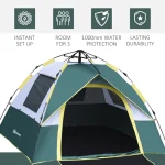 Outsunny Αυτόματη Σκηνή Camping Πράσινη για 2 Άτομα 205x195x135εκ. A20-133 - Image 3