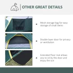 Outsunny Αυτόματη Σκηνή Camping Πράσινη για 2 Άτομα 205x195x135εκ. A20-133 - Image 8