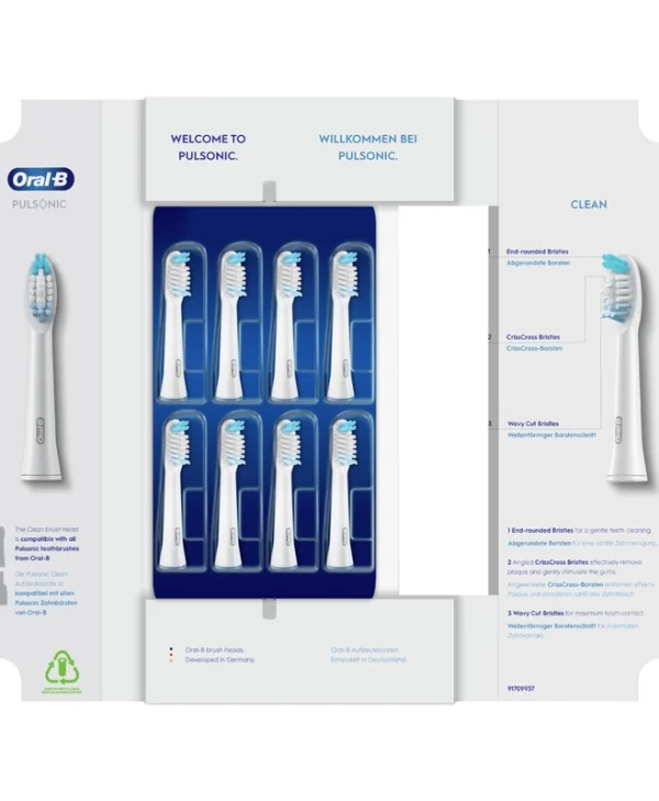 Oral-b Pulsonic Clean 81748491 Κεφαλή Οδοντόβουρτσας 8 Τεμάχια Λευκός Άσπρος 4210201395348