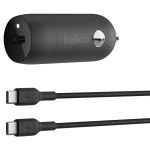 Belkin Φορτιστής Αυτοκινήτου 30W Γρήγορης Φόρτισης με μία Θύρα: 1xType-C μαζί με Καλώδιο Type-C Καφέ Χρώμα CCA004BT1MBK-B6