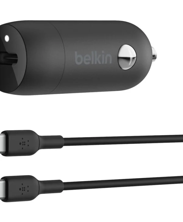 Belkin Φορτιστής Αυτοκινήτου 30W Γρήγορης Φόρτισης με μία Θύρα: 1xType-C μαζί με Καλώδιο Type-C Καφέ Χρώμα CCA004BT1MBK-B6