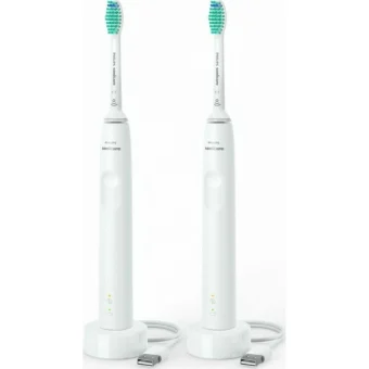 Philips Sonicare 3100 Ηλεκτρική Οδοντόβουρτσα με Χρονομετρητή και Αισθητήρα Πίεσης 2τμχ White Διπλή Συσκευασία HX3675/13