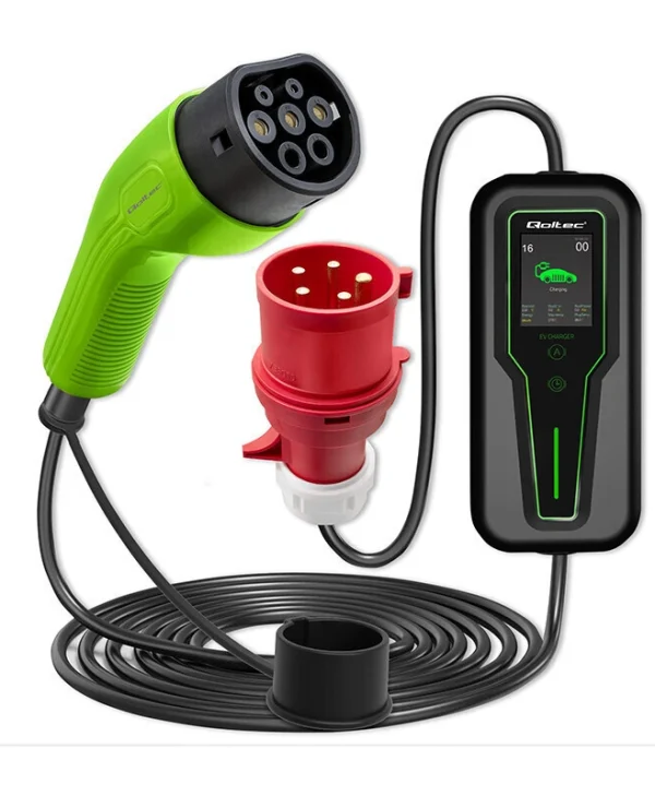 Qoltec Φορητός Τριφασικός Σταθμός Φόρτισης 11kW με Ενσωματωμένο Καλώδιο Type 2 (52467)