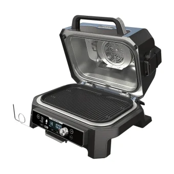 Ninja Woodfire Pro Connect XL Επιτραπέζια Ηλεκτρική Ψησταριά Αυλακωτής Πλάκας 1700W με Καπάκι και Ρυθμιζόμενο Θερμοστάτη OG901EU