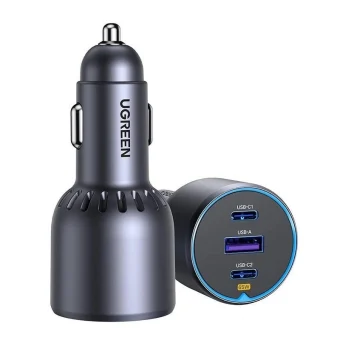 Ugreen EC703 Φορτιστής Αυτοκινήτου 75W 3.25A με Θύρες: 1xUSB 2xType-C Μαύρο Χρώμα 35024