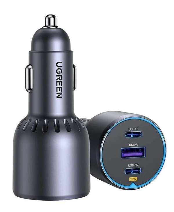 Ugreen EC703 Φορτιστής Αυτοκινήτου 75W 3.25A με Θύρες: 1xUSB 2xType-C Μαύρο Χρώμα 35024