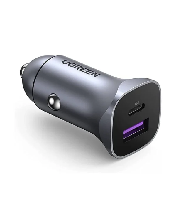 Ugreen CD130 Φορτιστής Αυτοκινήτου 30W 3A Γρήγορης Φόρτισης με Θύρες: 2xUSB Γκρι Χρώμα 40858