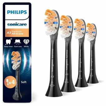 Philips Sonicare A3 Premium All-in-One Ανταλλακτικές Κεφαλές για Ηλεκτρική Οδοντόβουρτσα Black HX9094/88 4τμχ HX9044/88