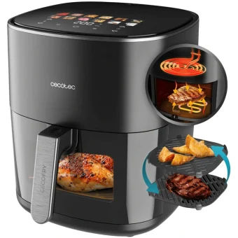 Cecotec 6500 Air Fryer με Διπλό Αποσπώμενο Κάδο 6.5lt Μαύρο A01_EU01_100500