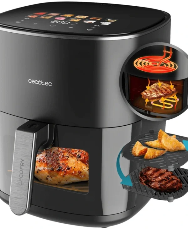 Cecotec 6500 Air Fryer με Διπλό Αποσπώμενο Κάδο 6.5lt Μαύρο A01_EU01_100500