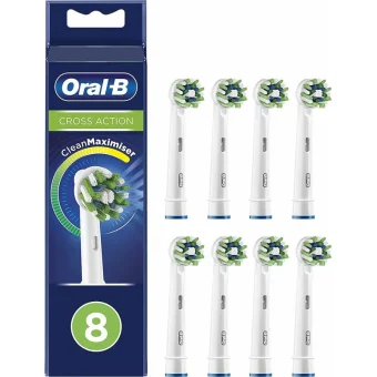 Oral-B CrossAction CleanMaximizer Ανταλλακτικές Κεφαλές για Ηλεκτρική Οδοντόβουρτσα XXL Pack 8τμχ 80711280