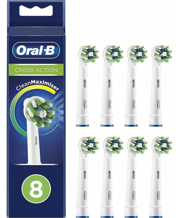 Oral-B CrossAction CleanMaximizer Ανταλλακτικές Κεφαλές για Ηλεκτρική Οδοντόβουρτσα XXL Pack 8τμχ 80711280