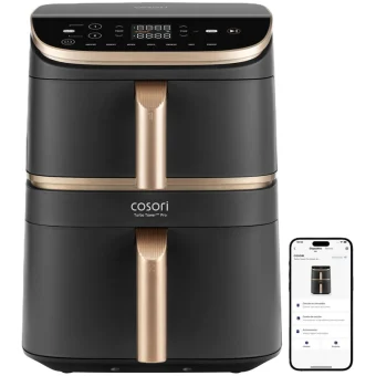 Cosori Turbo Tower Pro Air Fryer με Wi-Fi & Διπλό Αποσπώμενο Κάδο 10.8lt Μαύρο CAF-DC123S-DEUR