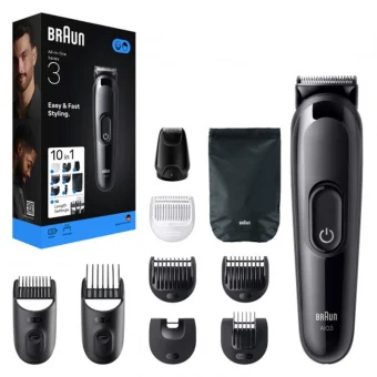 Braun Επαναφορτιζόμενη Κουρευτική Μηχανή Μαύρη AIO3560