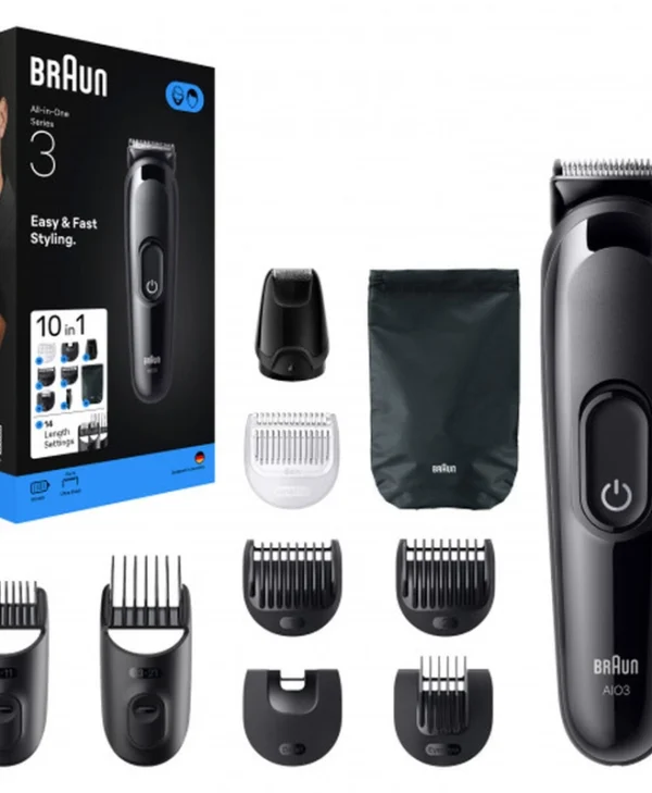 Braun Επαναφορτιζόμενη Κουρευτική Μηχανή Μαύρη AIO3560