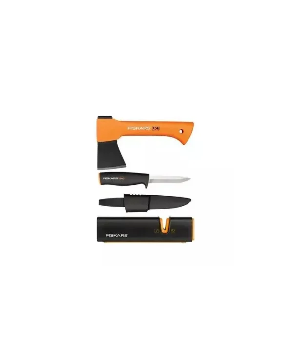 Fiskars 10579913 Axe 0.56 Kg + Universal Knife + Sharpener 1057913