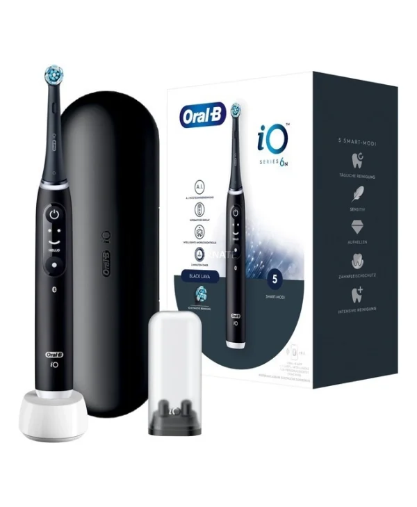 Oral-B iO Series 6N Ηλεκτρική Οδοντόβουρτσα με Χρονομετρητή, Αισθητήρα Πίεσης και Θήκη Ταξιδίου Black Lava 445111