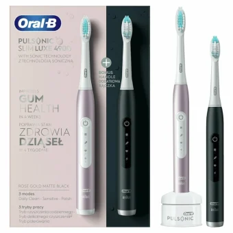 Oral-B Pulsonic Slim Luxe 4900 Twin Pack Ηλεκτρική Οδοντόβουρτσα με Χρονομετρητή Rose Gold / Matte Black Διπλή Συσκευασία 396345