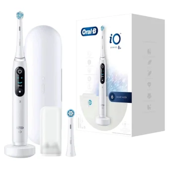 Oral-B iO Series 8N Ηλεκτρική Οδοντόβουρτσα με Χρονομετρητή, Αισθητήρα Πίεσης και Θήκη Ταξιδίου White Alabaster 408543