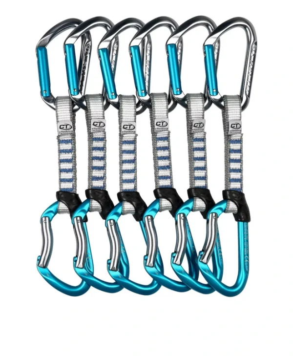 Climbing Technology Skylotec Salto Set Ny 12 Cm 6-pack Quickdraws Titanium Electric Blue 553666