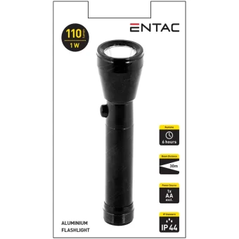 Entac Φακός IP44 με Μέγιστη Φωτεινότητα 110lm EFL-1W-ALU