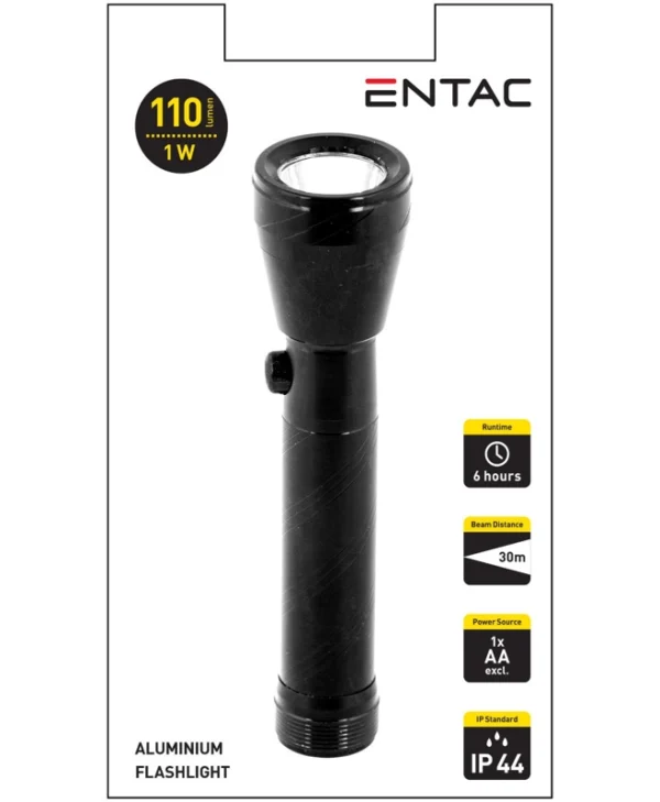 Entac Φακός IP44 με Μέγιστη Φωτεινότητα 110lm EFL-1W-ALU