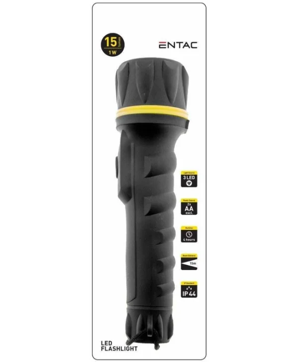 Entac Φακός LED IP44 με Μέγιστη Φωτεινότητα 15lm EFL-2AA-PL