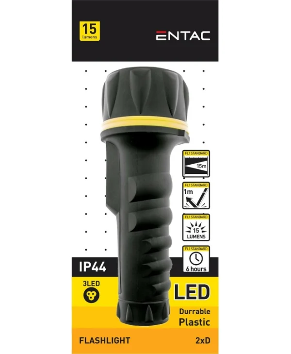 Entac Φακός LED IP44 με Μέγιστη Φωτεινότητα 15lm EFL-2D-PL