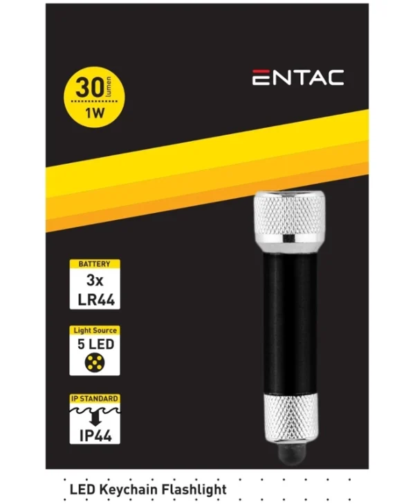 Entac Φακός Μπρελόκ LED IP44 με Μέγιστη Φωτεινότητα 30lm EFL-5LED-KC-BL