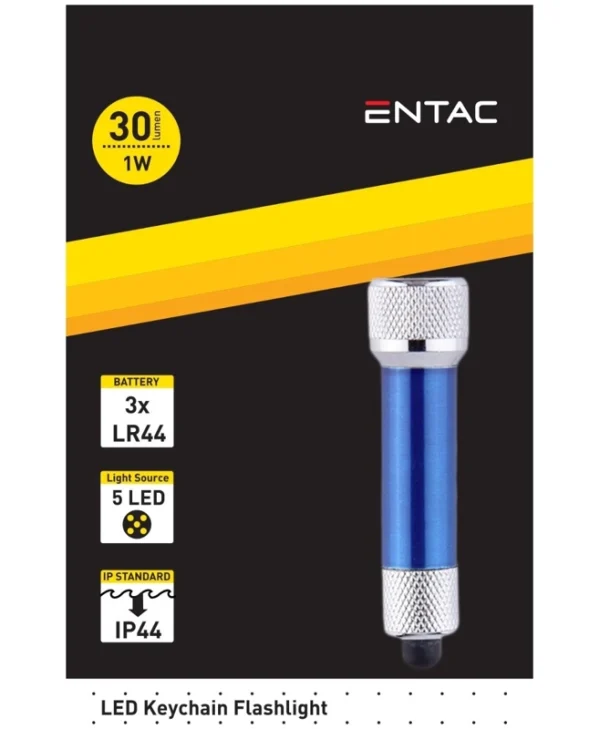 Entac Φακός Μπρελόκ LED IP44 με Μέγιστη Φωτεινότητα 30lm EFL-5LED-KC