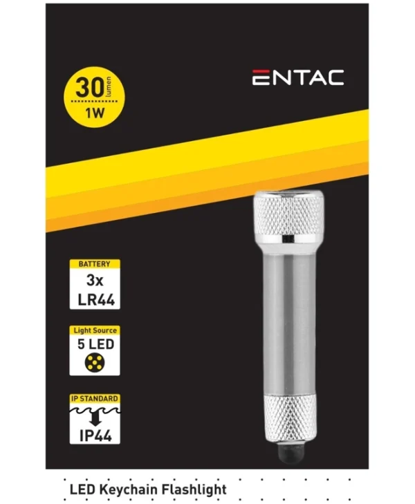 Entac Φακός Μπρελόκ LED IP44 με Μέγιστη Φωτεινότητα 30lm EFL-5LED-KC-S