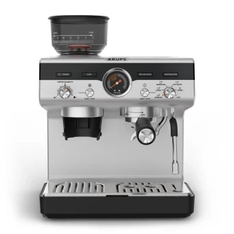 Krups Αυτόματη Μηχανή Espresso Πίεσης 15bar με Μύλο Άλεσης Μαύρη XP801T10