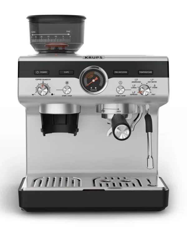 Krups Αυτόματη Μηχανή Espresso Πίεσης 15bar με Μύλο Άλεσης Μαύρη XP801T10
