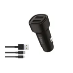 TTEC Φορτιστής Αυτοκινήτου 5W με Θύρες: 2xUSB μαζί με Καλώδιο Lightning / Type-C Μαύρο Χρώμα 2CKS31DS