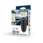 Gembird Φορτιστής Αυτοκινήτου 20W με Θύρες: 2xUSB 1xType-C Μαύρος TA-UC-A2PDQC20-CAR-01 - Image 3