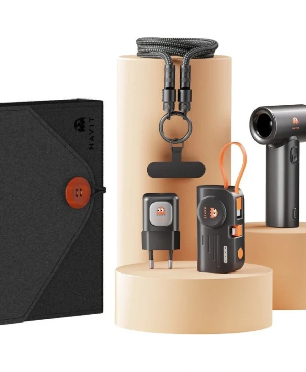 Havit Travel Set (Travel Charger + Power Bank + USB-C Cable + Hand fan) Μαύρο STK011 EU